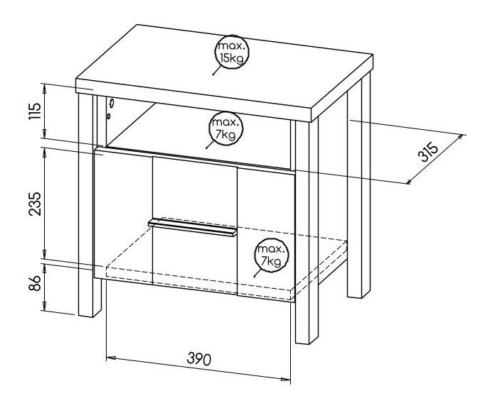 Noční stolek Latrice (šedá)