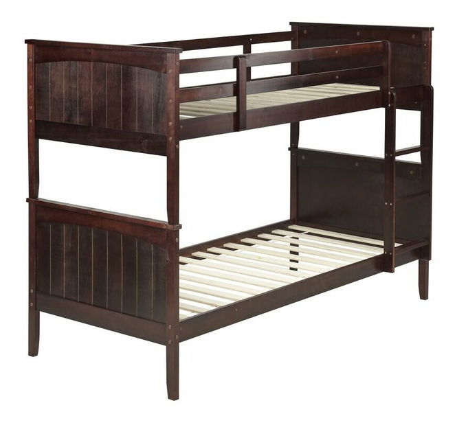 Patrová postel 90 cm Alf (tmavé dřevo) (s roštem)