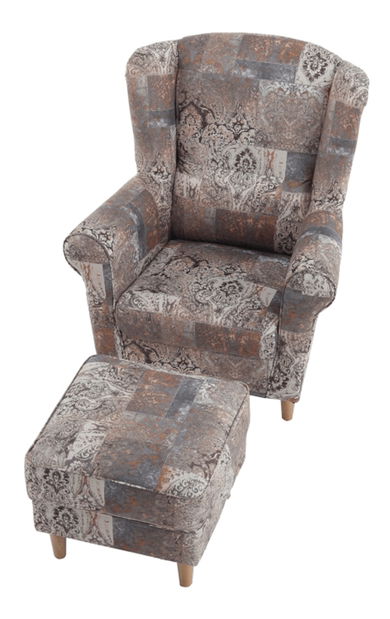 Křeslo ušák s taburetem Aevo (vintage 1026)