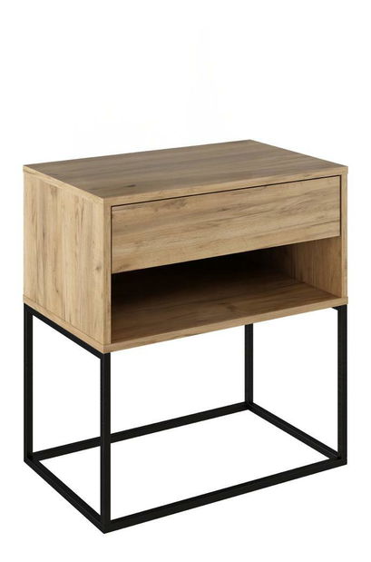 Noční stolek Autor (dub artisan + černá)
