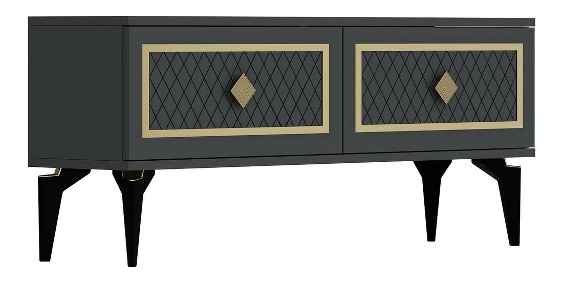 TV stolek/skříňka Mukanu (antracit + zlatá)