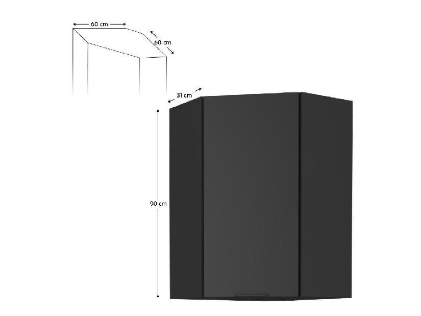 Horní rohová kuchyňská skříňka Sobera 60x60 GN 90 1F (černá)