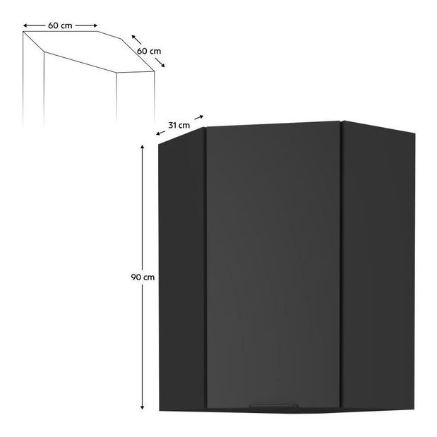 Horní rohová kuchyňská skříňka Sobera 60x60 GN 90 1F (černá)