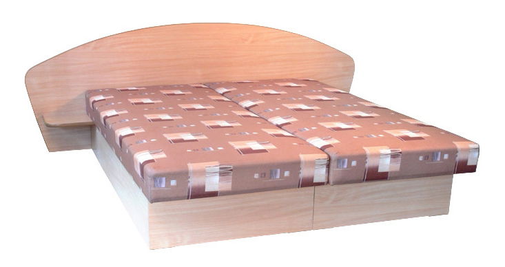 Manželská postel 160 cm Edo 7 s policemi (s molitanovou matrací)