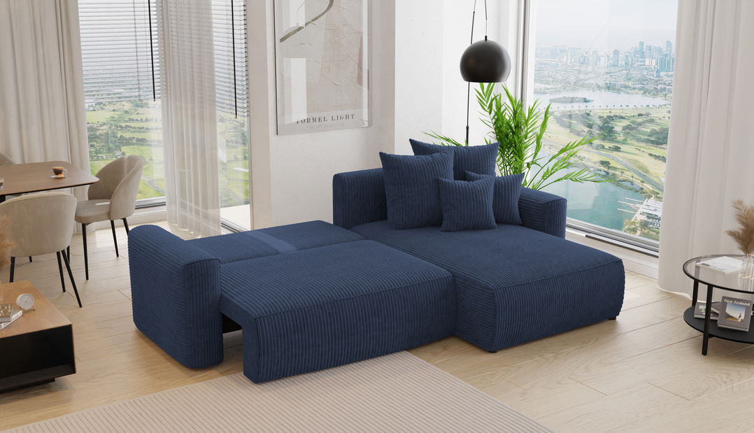 Rohová sedačka Baria (P) (tmavě modrá)