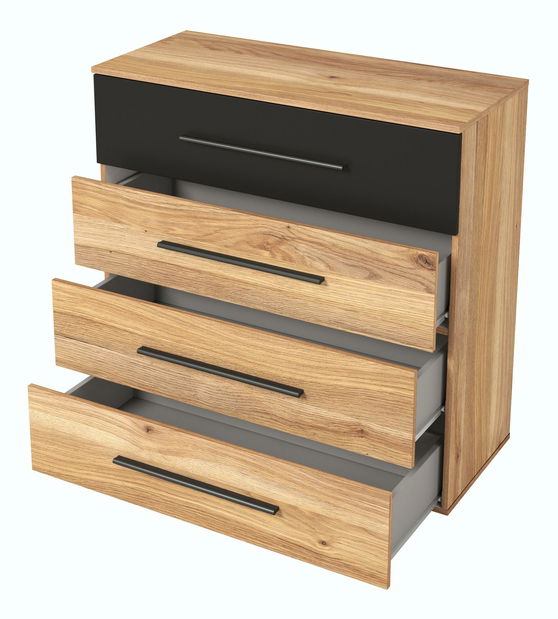 Komoda Benson MW27 (dub mauvella + černá)