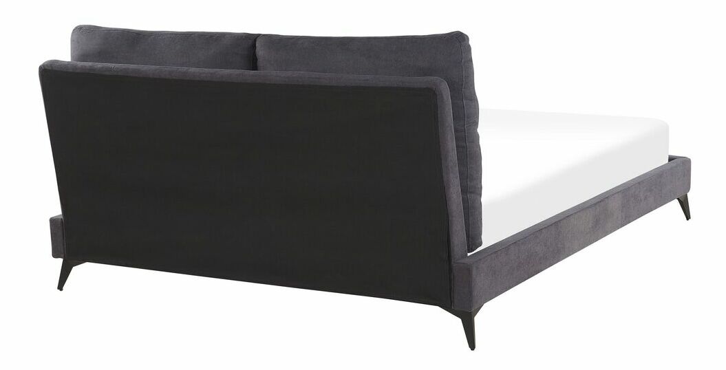 Manželská postel 160 cm MELIA (polyester) (tmavě šedá) (s roštem)