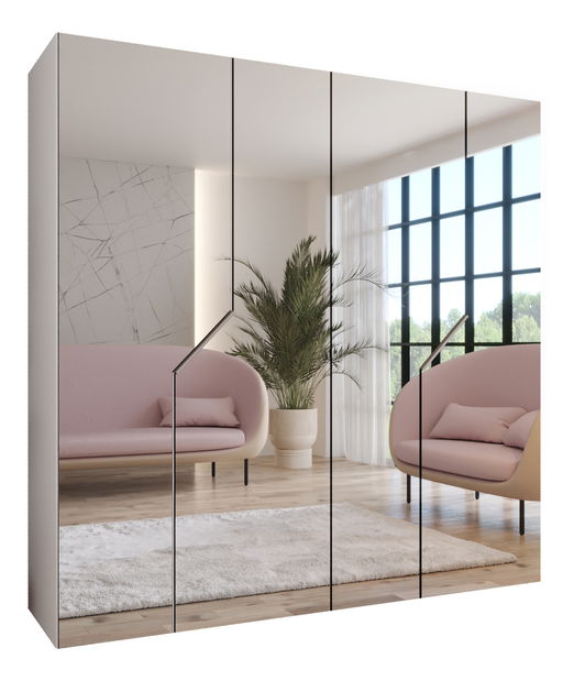 Šatní skříň Alaris 3 200 (bílá + kašmír) (se zrcadlem)