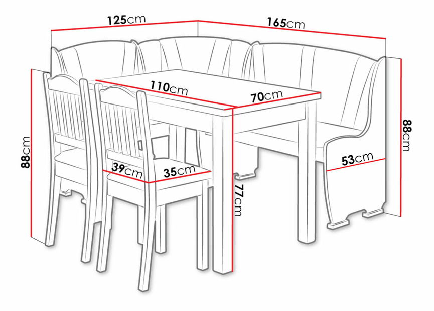 Kuchyňský kout + stůl s židlemi Axel (olše) (Olimp 3)