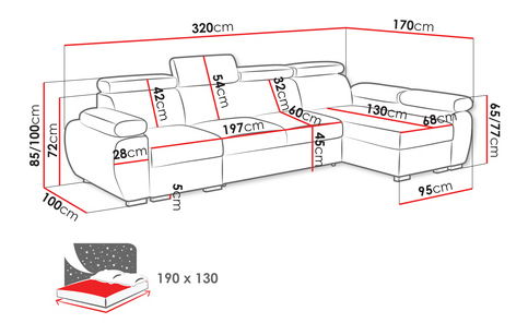 Rohová sedačka Gozo LCP (tmavě šedá) (s úl. prostorem) (P)
