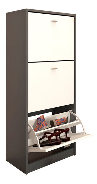 Botník (skříňka na boty) Verity Typ 2 (grafit + bílá)