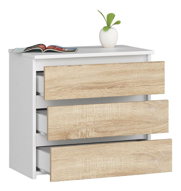 Noční stolek Caelum (bílá + dub sonoma)