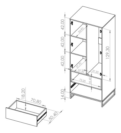 Šatní skříň Oliver SZ2D (bílá + dub artisan)
