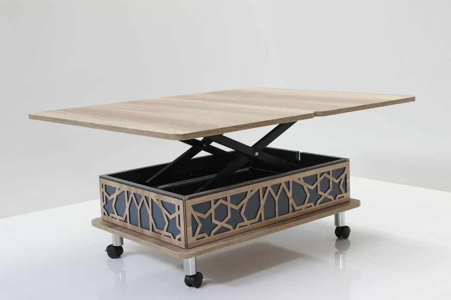 Konferenční stolek Adat (přírodní + modrá)