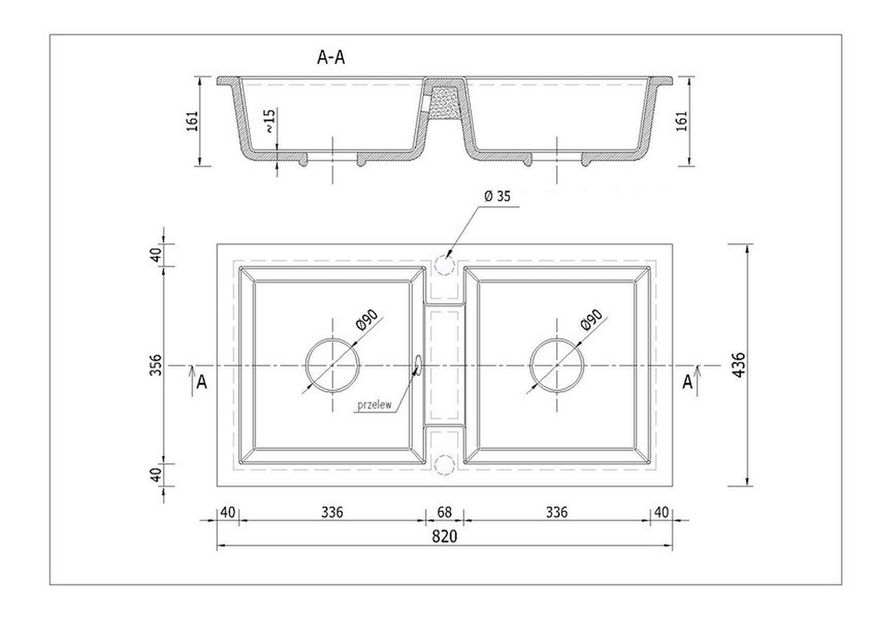 Kuchyňský dřez Byrbys (černá) (s 1 otvorem pro baterii)