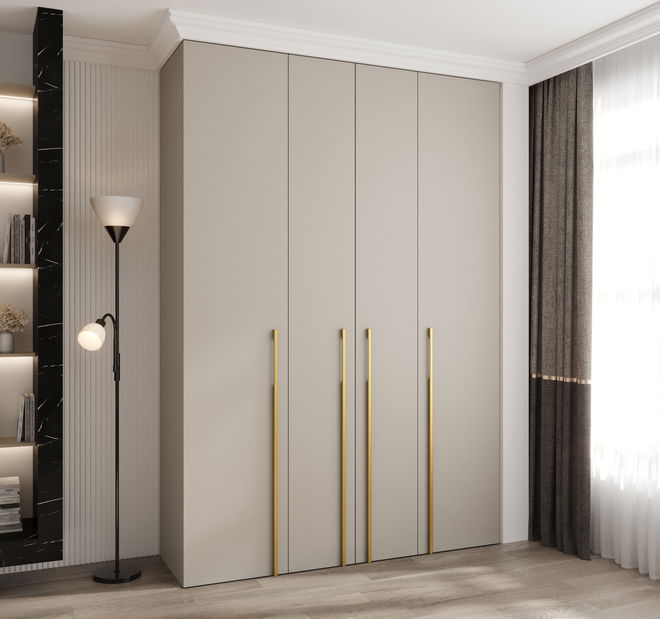 Šatní skříň 170 cm Carmela 50-3 (kašmír + zlatá)