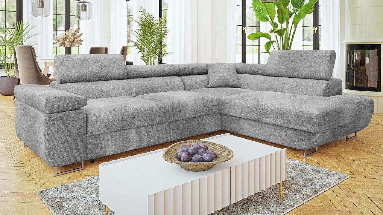 Rohová sedačka Terazuro Premium (světle šedá) (s úl. prostorem) (P)