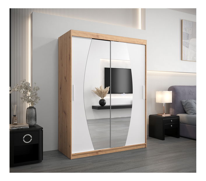 Šatní skříň 150 cm Eclipse (dub artisan + bílá matná)