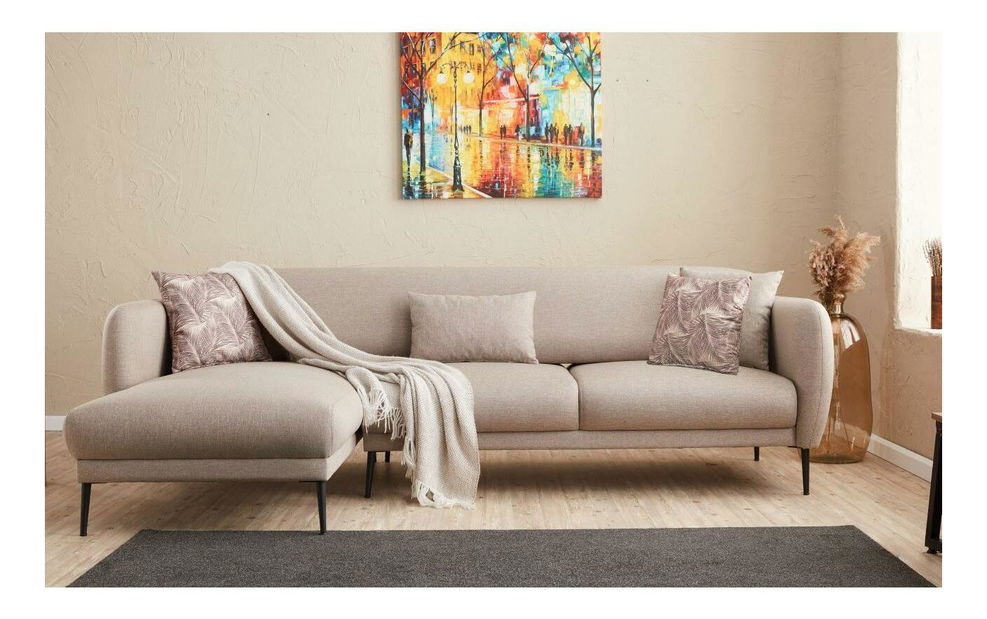 Rohová sedačka Victory (L) (krémová + černá)