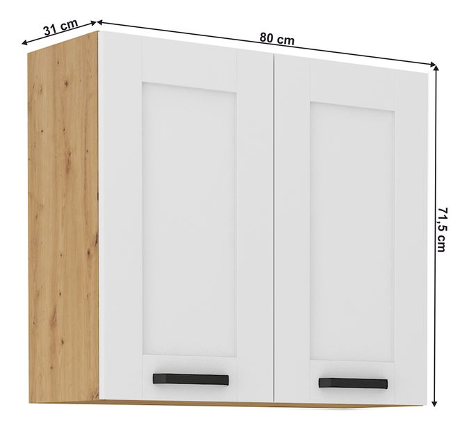 Horní skříňka Lesana 2 (bílá + dub artisan) 80 G-72 2 F 