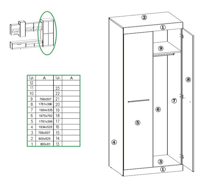 Šatníková skriňa 80 cm Thao (dub truflovy + šampanské)