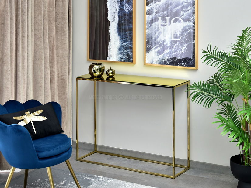 Konzolový stolek Bella Kons (zlatá + zlatá)