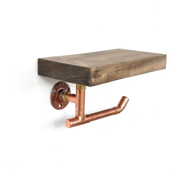 Nástěnný držák na toaletní papír Nenanu 19 (růžové zlato + ořech)