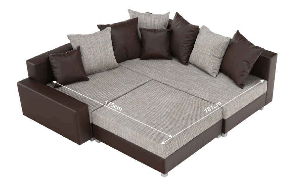 Rohová sedací souprava Pitton New hnědá (P) (s taburetem)