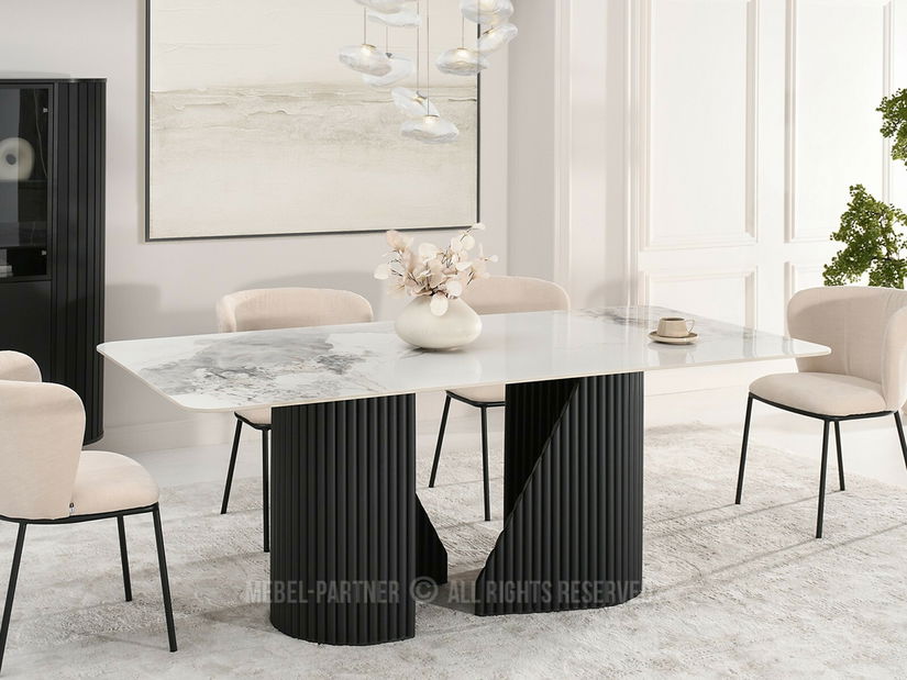 Jídelní stůl Acababa (mramor + černá)