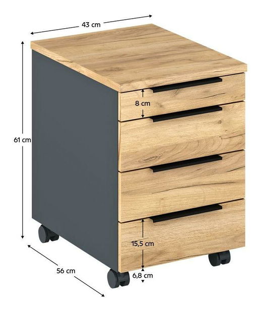 Kancelářský kontejner Klodekas 6 (grafit + dub artisan)