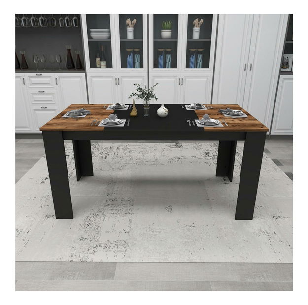 Jídelní stůl Dovete 2 (ořech světlý + černá) (pro 6 osob)