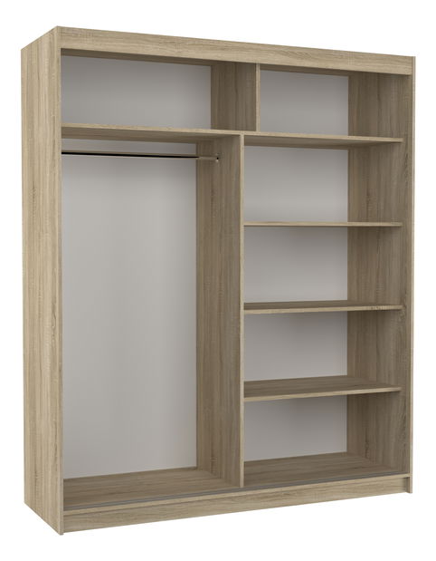 Šatní skříň Mocier (černá) (s led osvětlením) (se zrcadlem)