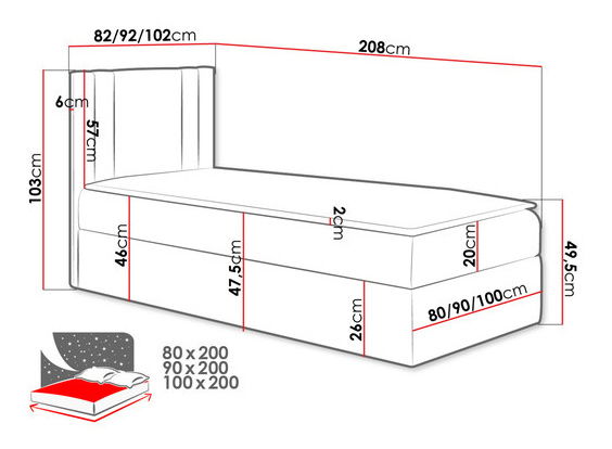 Jednolůžková postel 100cm Napůl (bílá)