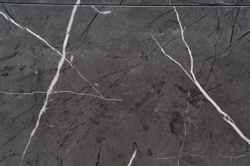 Jídelní stůl Roder (šedý mramor + tmavě šedá) (pro 4 až 6 osob)