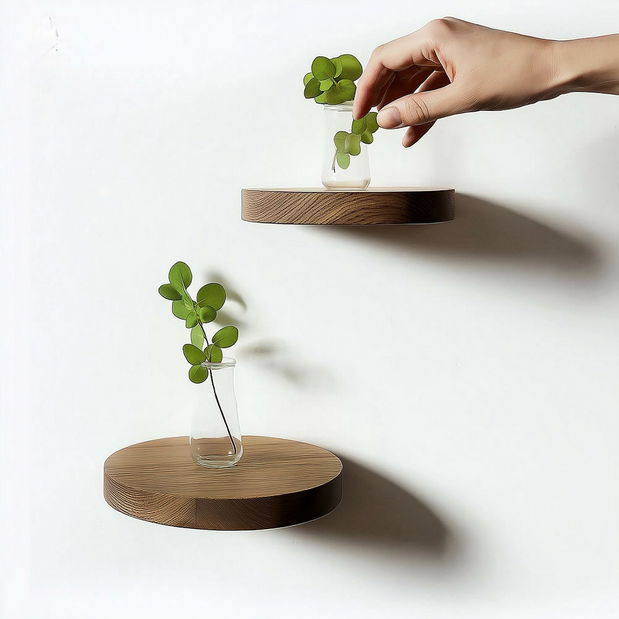 Závěsné police (4 ks.) Rafanda (přírodní)