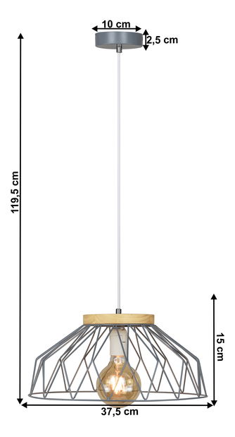 Visící lampa Tarok (šedá + přírodní)
