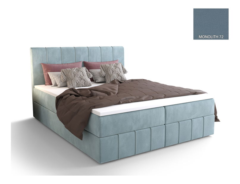 Manželská postel Boxspring 140 cm Barack (šedomodrá) (s matrací a úložným prostorem)