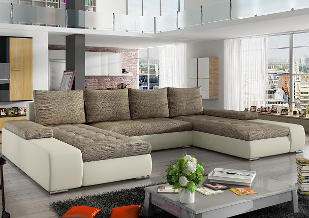 Rohová sedací souprava U Malibu (béžová + hnědá)