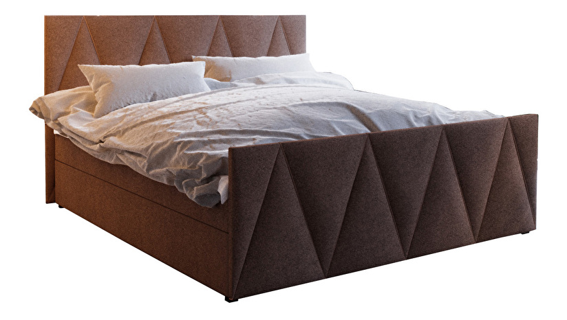 Manželská postel Boxspring 160 cm Milagros Comfort 3 (tmavě hnědá) (s matrací a úložným prostorem)