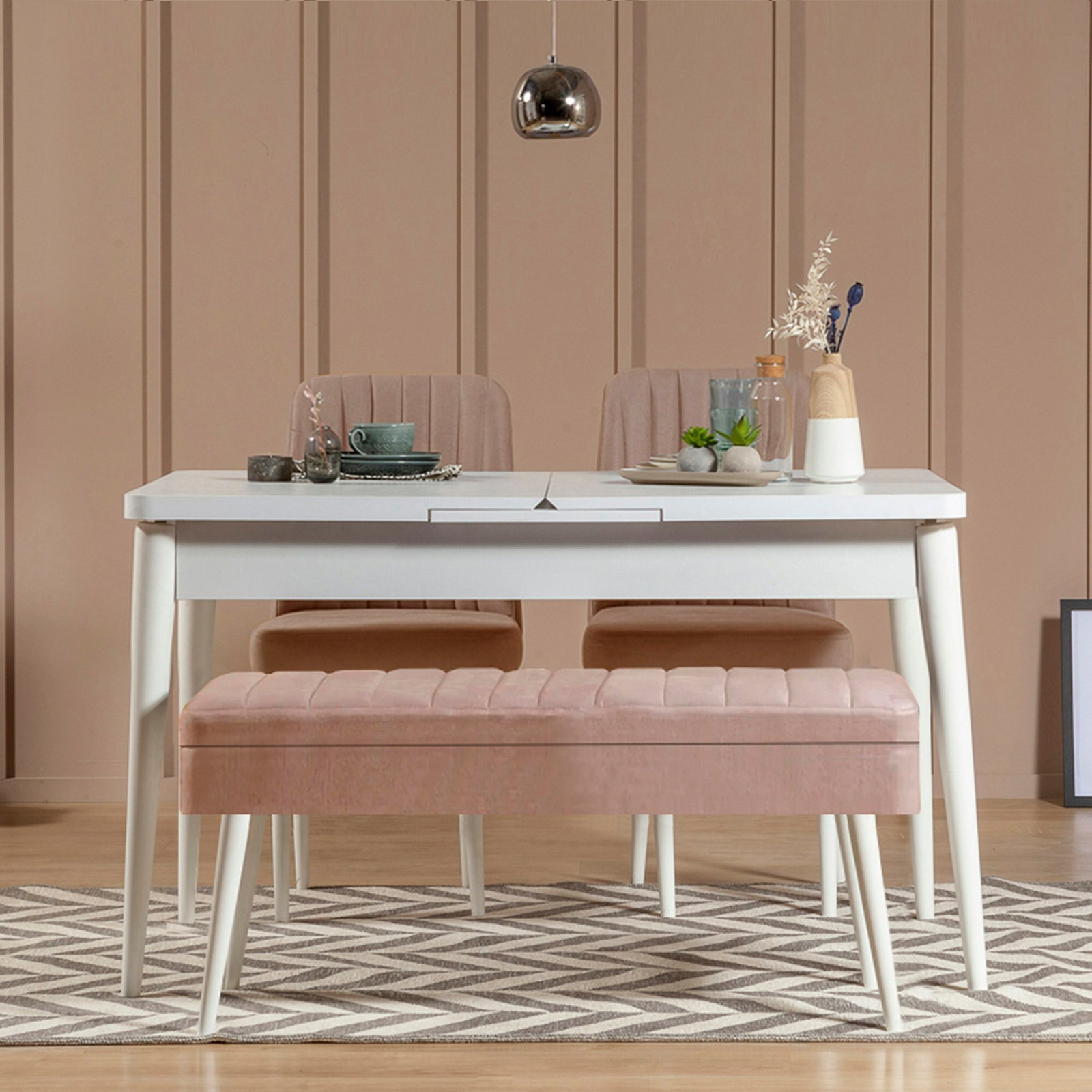 Jídelní set Vlasta 1 (bílá + šedá) (pro 4 osoby)