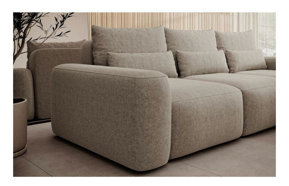 Rohová sedací souprava Carlito (P) (béžová + černá)