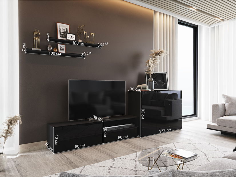 Obývací stěna Berny 53 (bílá + bílý lesk)