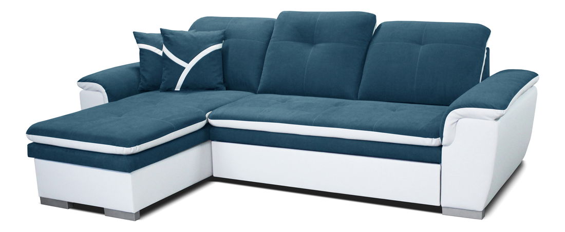 Rohová sedací souprava Estevan L+2F (tyrkysová + bílá) (L)