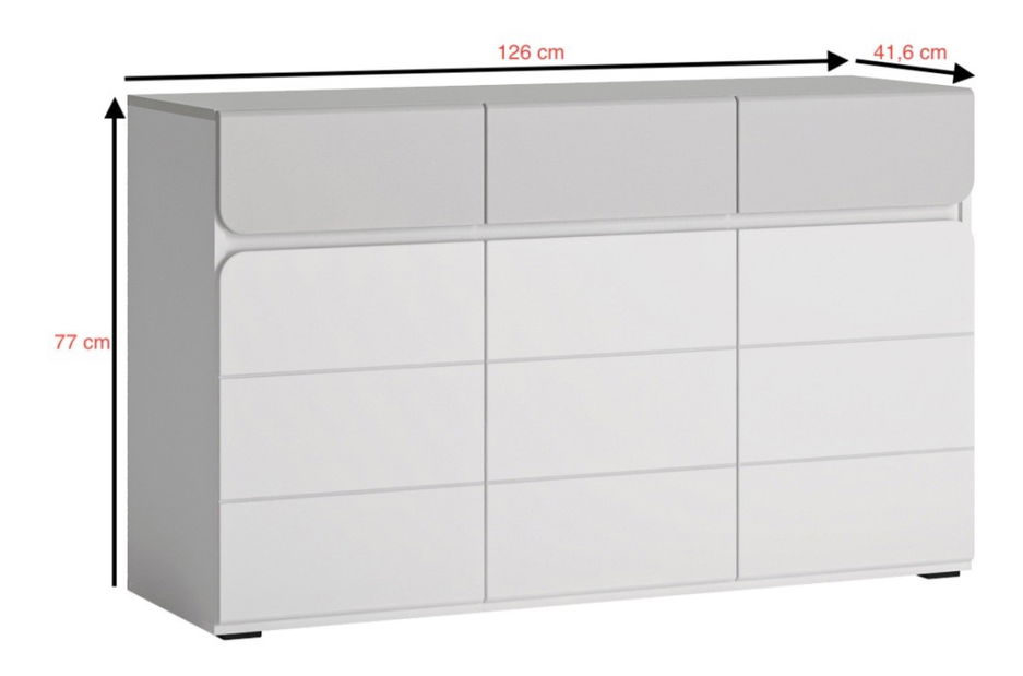 Komoda Albunus K01 (bílá alpská + lesk šedý)