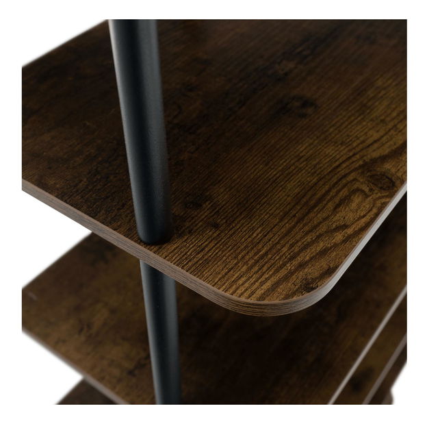 Regál Explotarla (tmavé dřevo + černá)