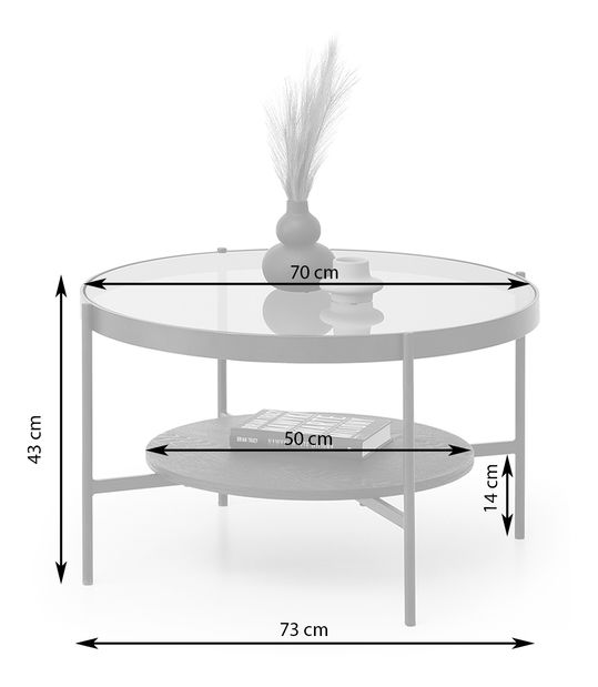 Konferenční stolek Freya (kouřové sklo černé + černá)