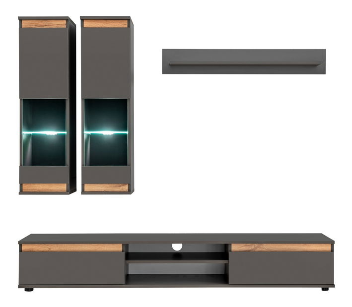 Obývací stěna Marc 29 ANWT MD (antracit + dub wotan) (s osvětlením)