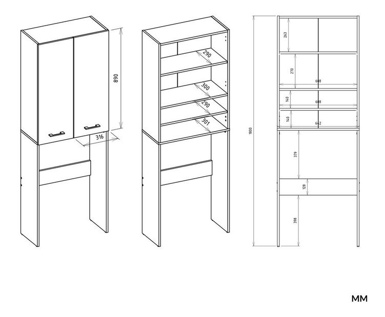 Skříňka nad pračku Perdieron 2 (antracit + bílá)