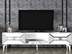 TV stolek/skříňka Velono (bílá + stříbrná)