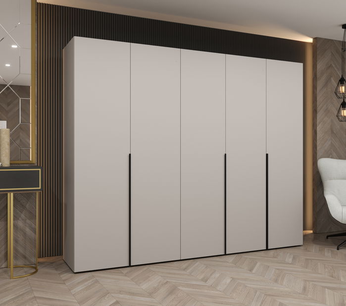 Šatní skříň 250 cm Alice 1 (kašmír + černá)